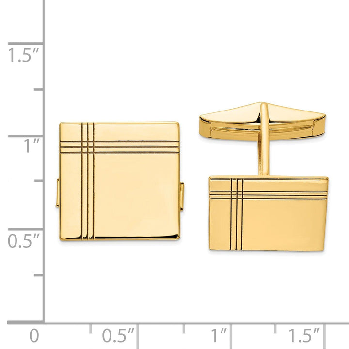 Lovely Rita's Cuff Links 14k Yellow Gold Solid Square Design Cuff Links