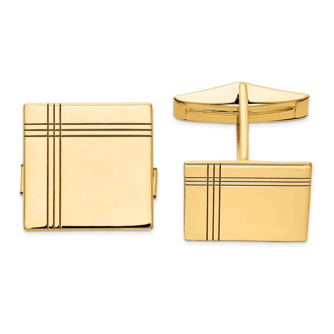 Lovely Rita's Cuff Links 14k Yellow Gold Solid Square Design Cuff Links