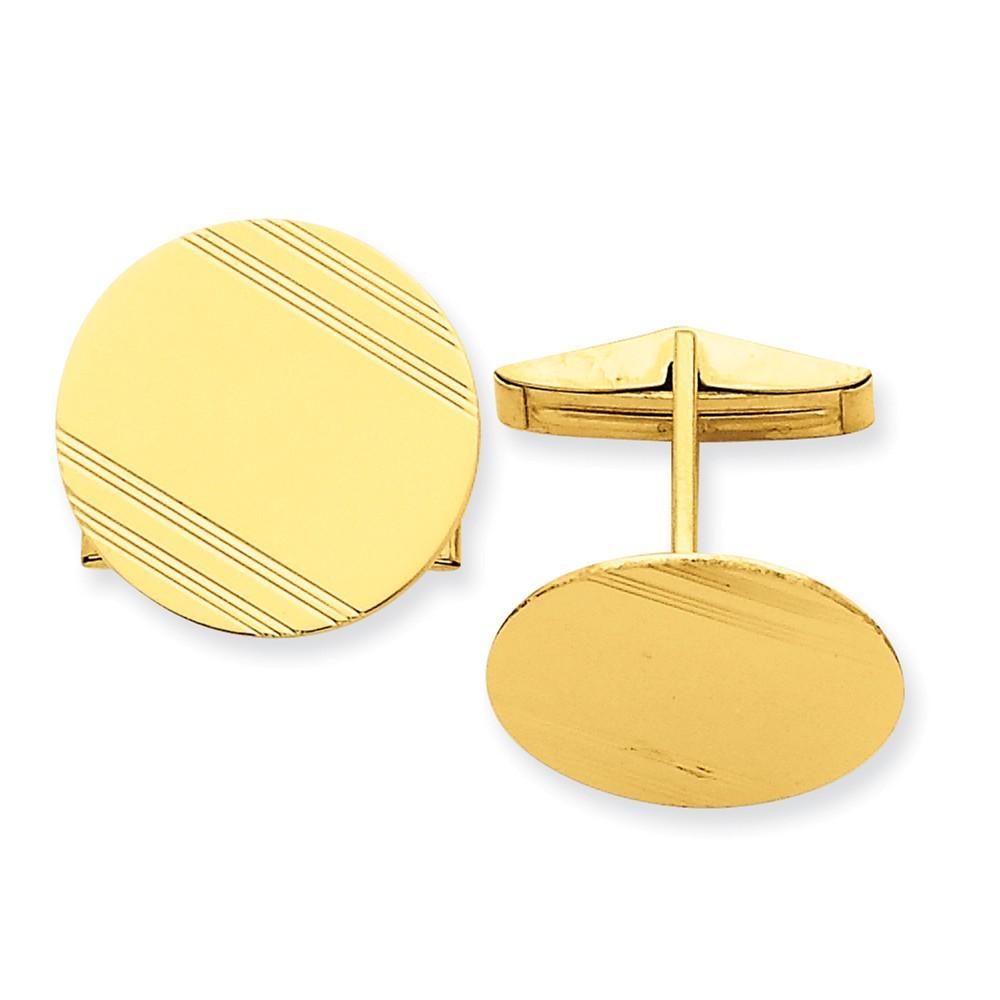 Lovely Rita's Cuff Links Contemporary Style Engraving - $20 14k Yellow Gold Solid Circular Design Cuff Link