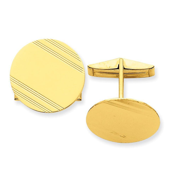 Lovely Rita's Cuff Links Contemporary Style Engraving - $20 14k Yellow Gold Solid Circular Design Cuff Link