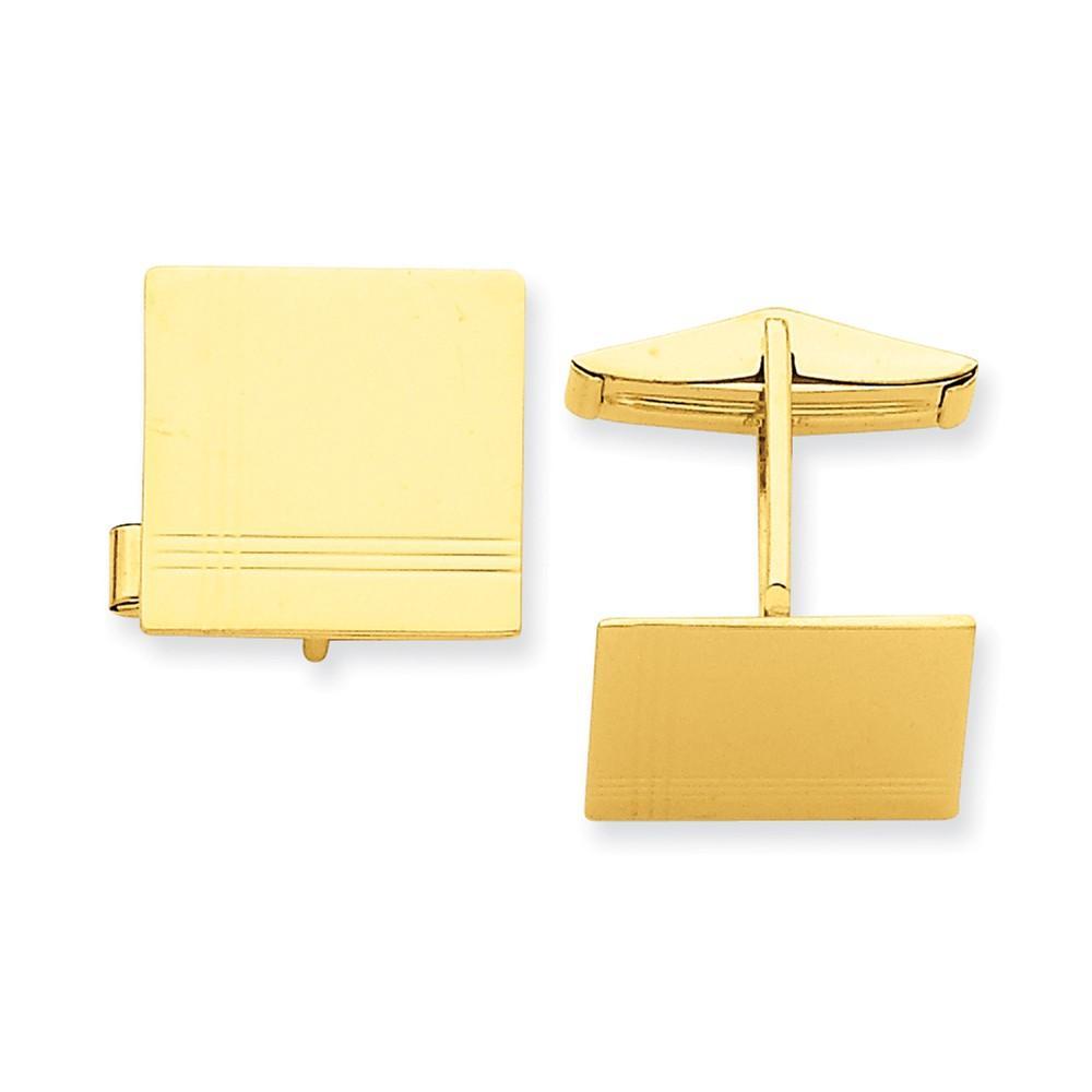 Lovely Rita's Cuff Links Contemporary Style Engraving - $20 14k Yellow Gold Solid Square Design Cuff Links