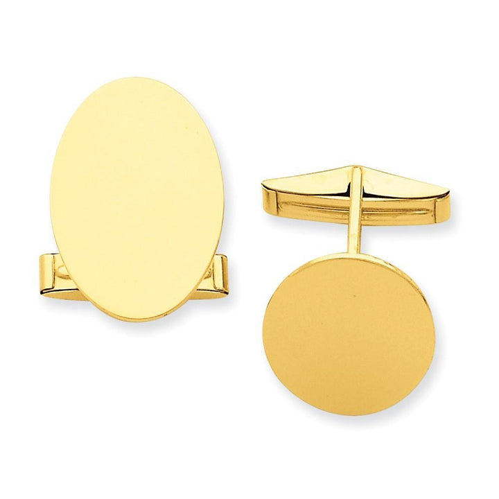 Lovely Rita's Cuff Links No Engraving 14k Yellow Gold Oval Cuff Links