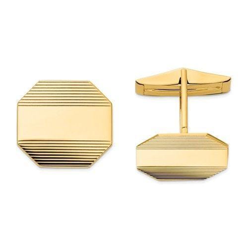 Lovely Rita's Cuff Links No Engraving 14k Yellow Gold Solid Octagon Design Cuff Links.