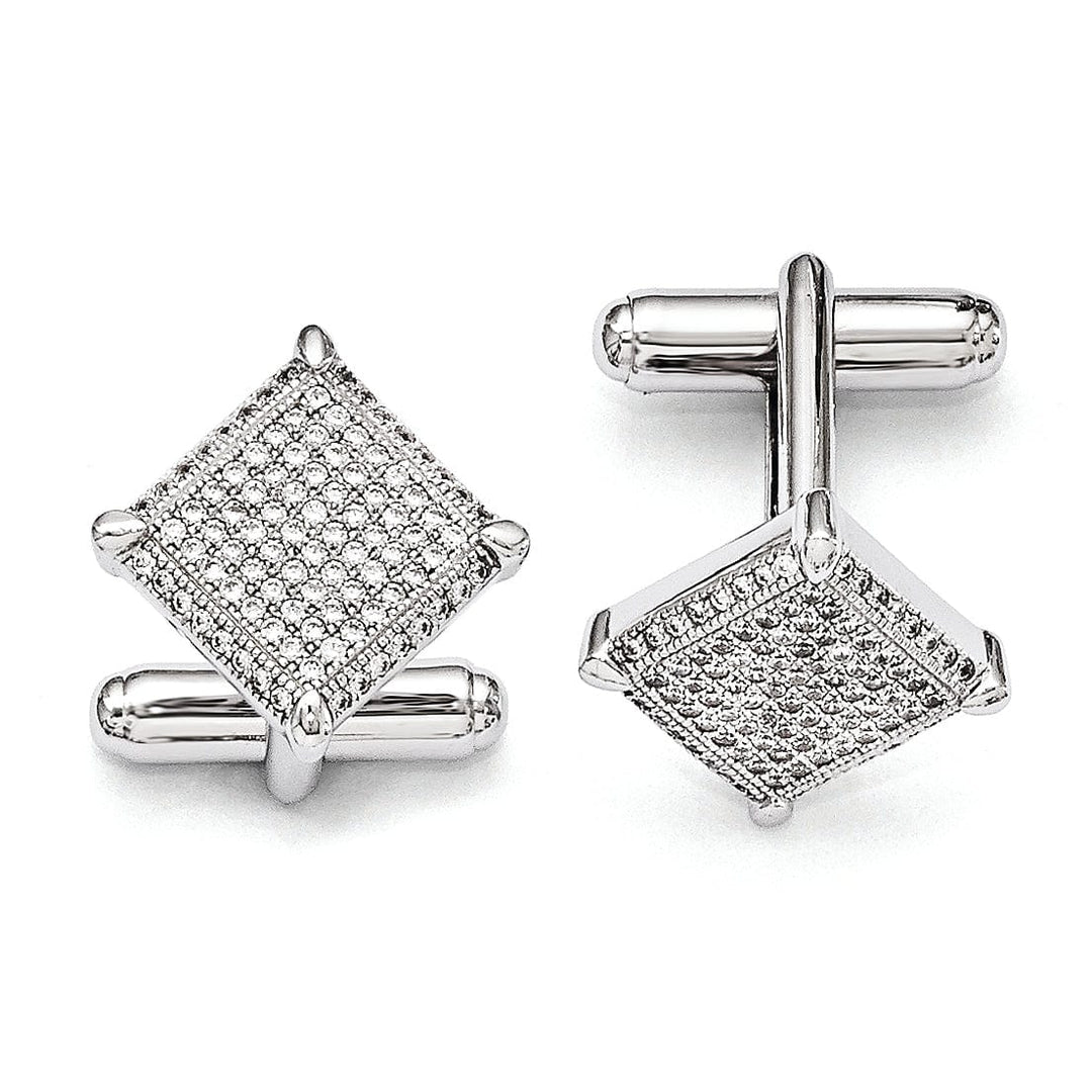 Lovely Rita's Cuff Links Sterling Silver Cubic Zirconia Cuff Links