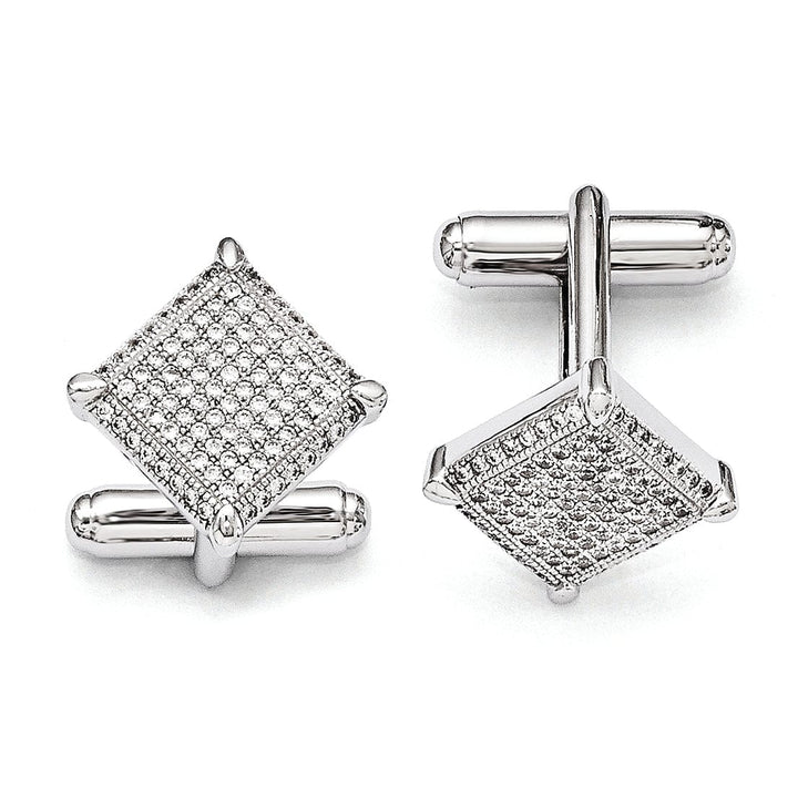 Lovely Rita's Cuff Links Sterling Silver Cubic Zirconia Cuff Links