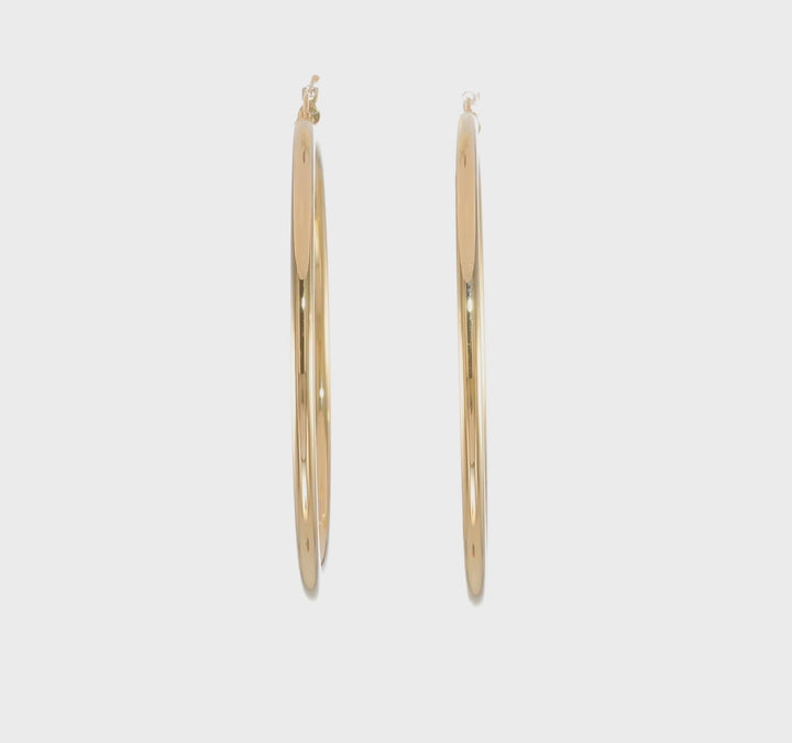 14k Yellow Gold Polished 3MM Round Hoop Earrings