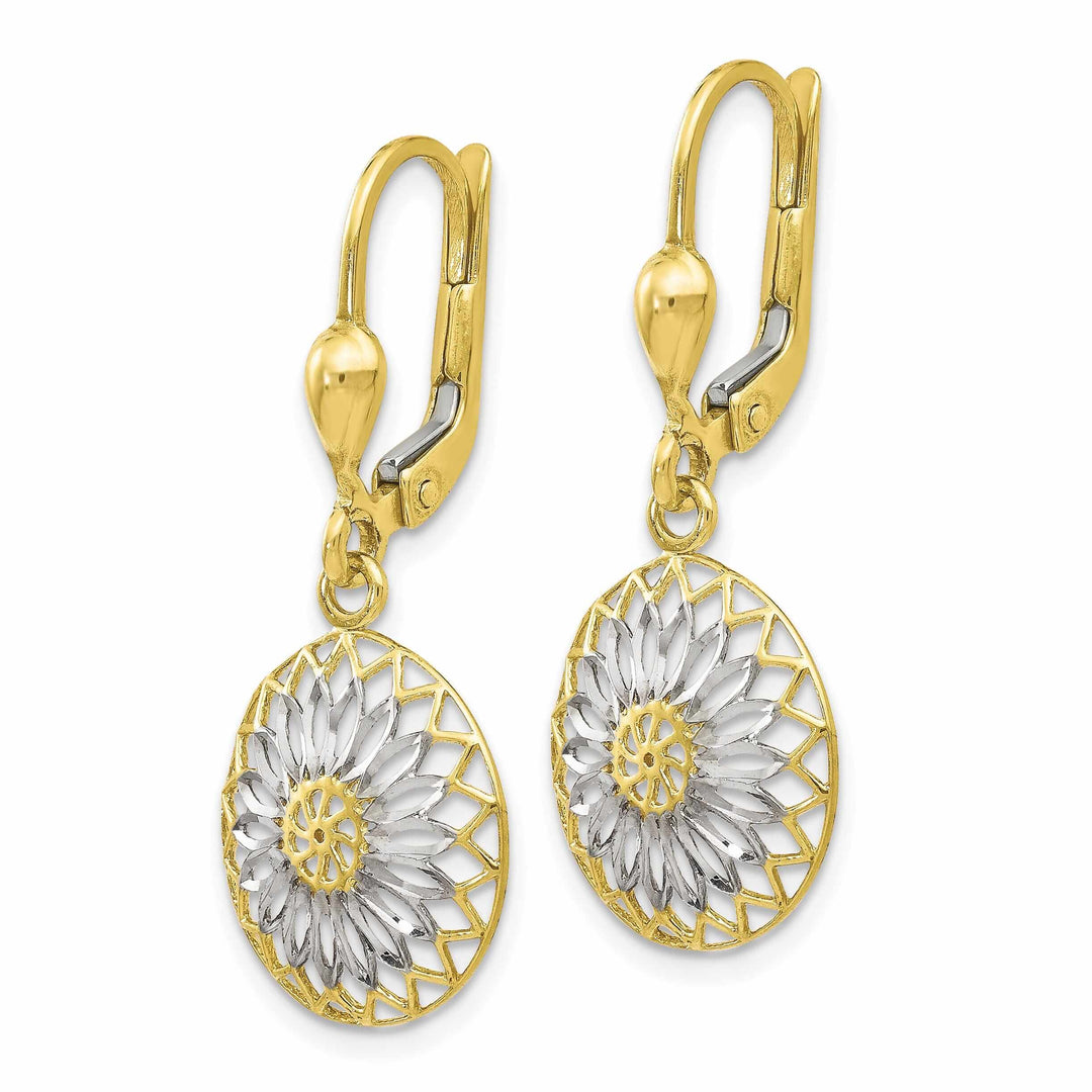 Lovely Rita's Earrings 10k Two Tone Gold Leverback Earrings