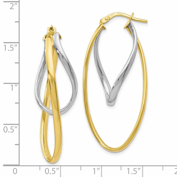Lovely Rita's Earrings 10K Two Tone Gold Polish Hoop Earrings