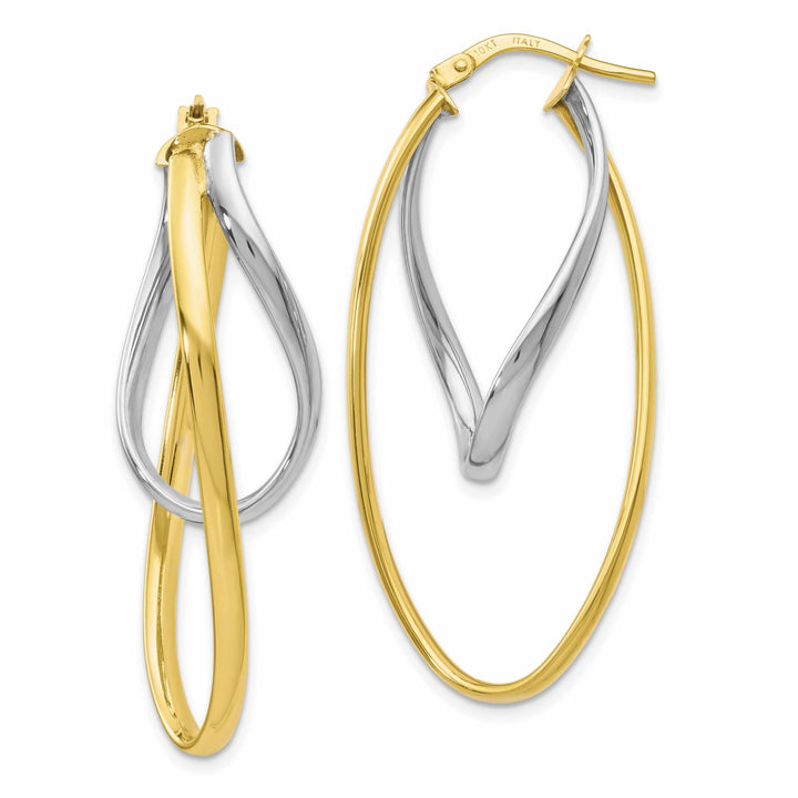 Lovely Rita's Earrings 10K Two Tone Gold Polish Hoop Earrings