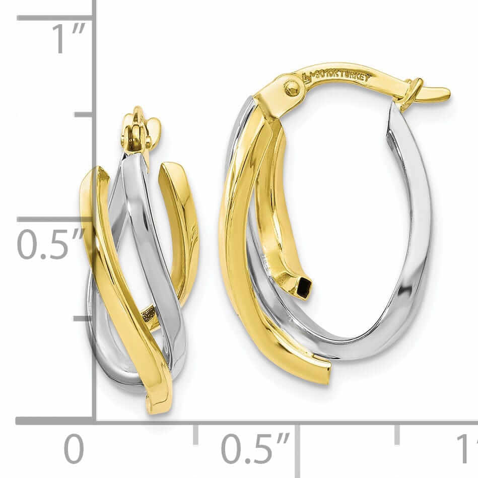 Lovely Rita's Earrings 10k Two Tone Gold Twisted Hoop Earrings