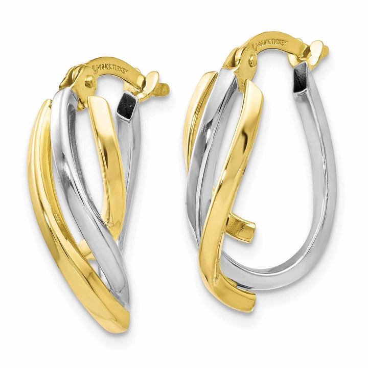 Lovely Rita's Earrings 10k Two Tone Gold Twisted Hoop Earrings