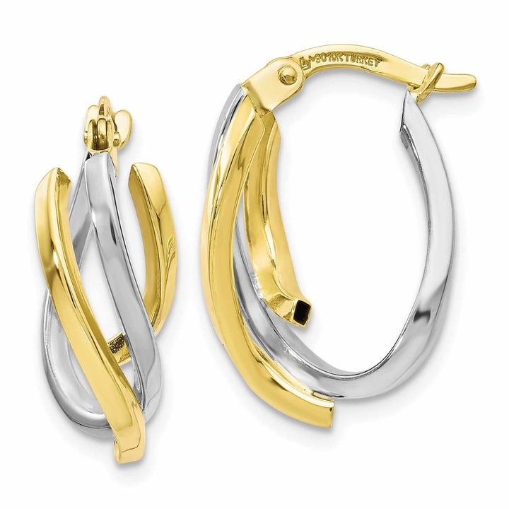 Lovely Rita's Earrings 10k Two Tone Gold Twisted Hoop Earrings