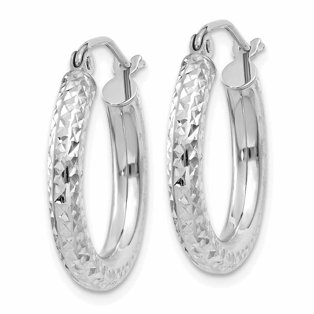 Lovely Rita's Earrings 10k White Gold D.C 3MM Polished Round Hoop Earring
