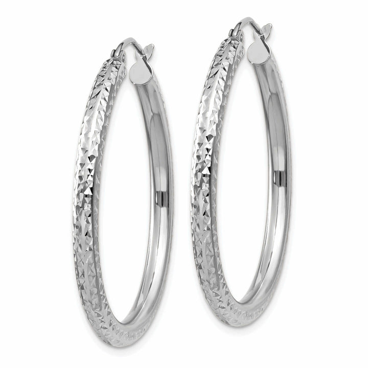Lovely Rita's Earrings 10k White Gold D.C 3MM Polished Round Hoop Earring