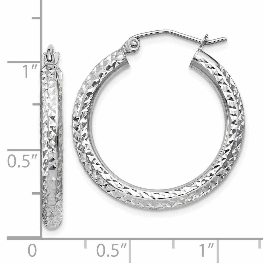Lovely Rita's Earrings 10k White Gold D.C 3MM Polished Round Hoop Earring