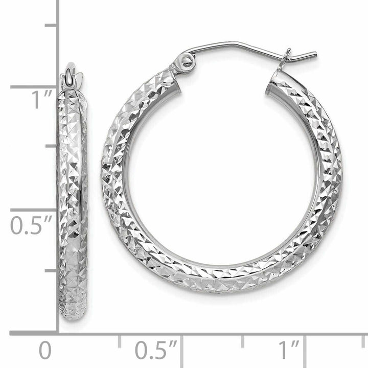 Lovely Rita's Earrings 10k White Gold D.C 3MM Polished Round Hoop Earring