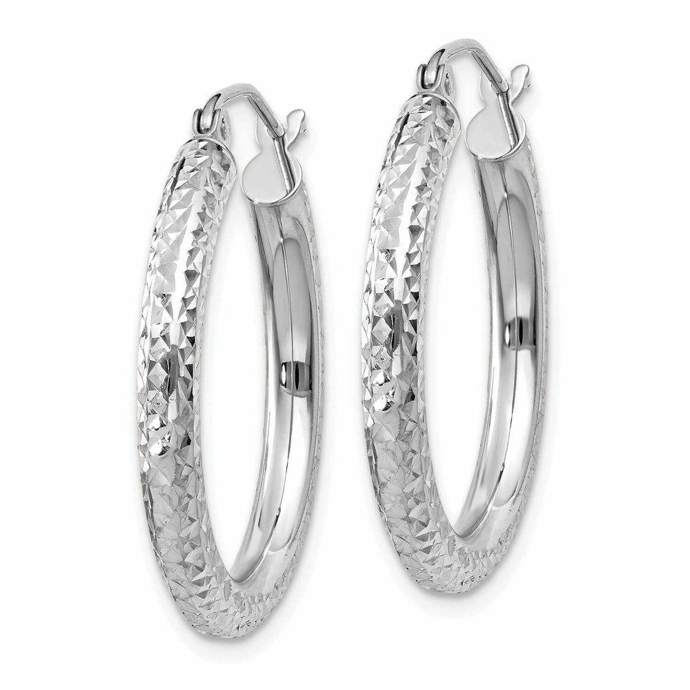 Lovely Rita's Earrings 10k White Gold D.C 3MM Polished Round Hoop Earring
