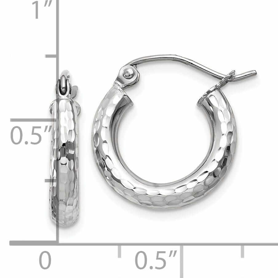 Lovely Rita's Earrings 10k White Gold D.C 3MM Polished Round Hoop Earring