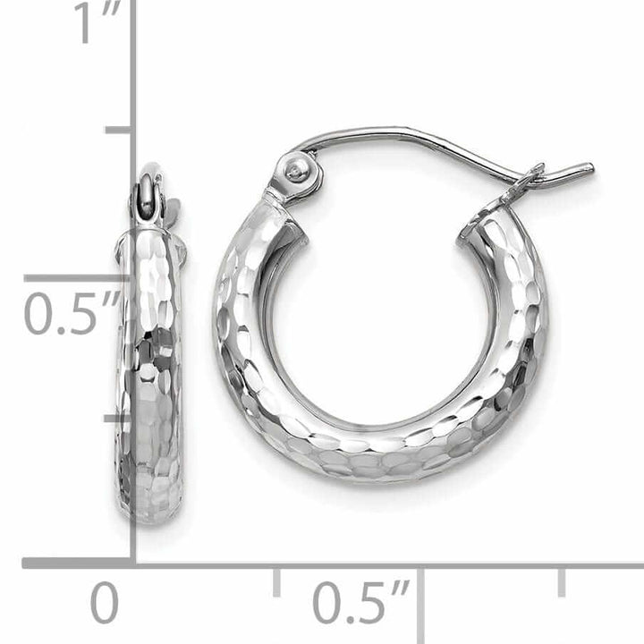 Lovely Rita's Earrings 10k White Gold D.C 3MM Polished Round Hoop Earring