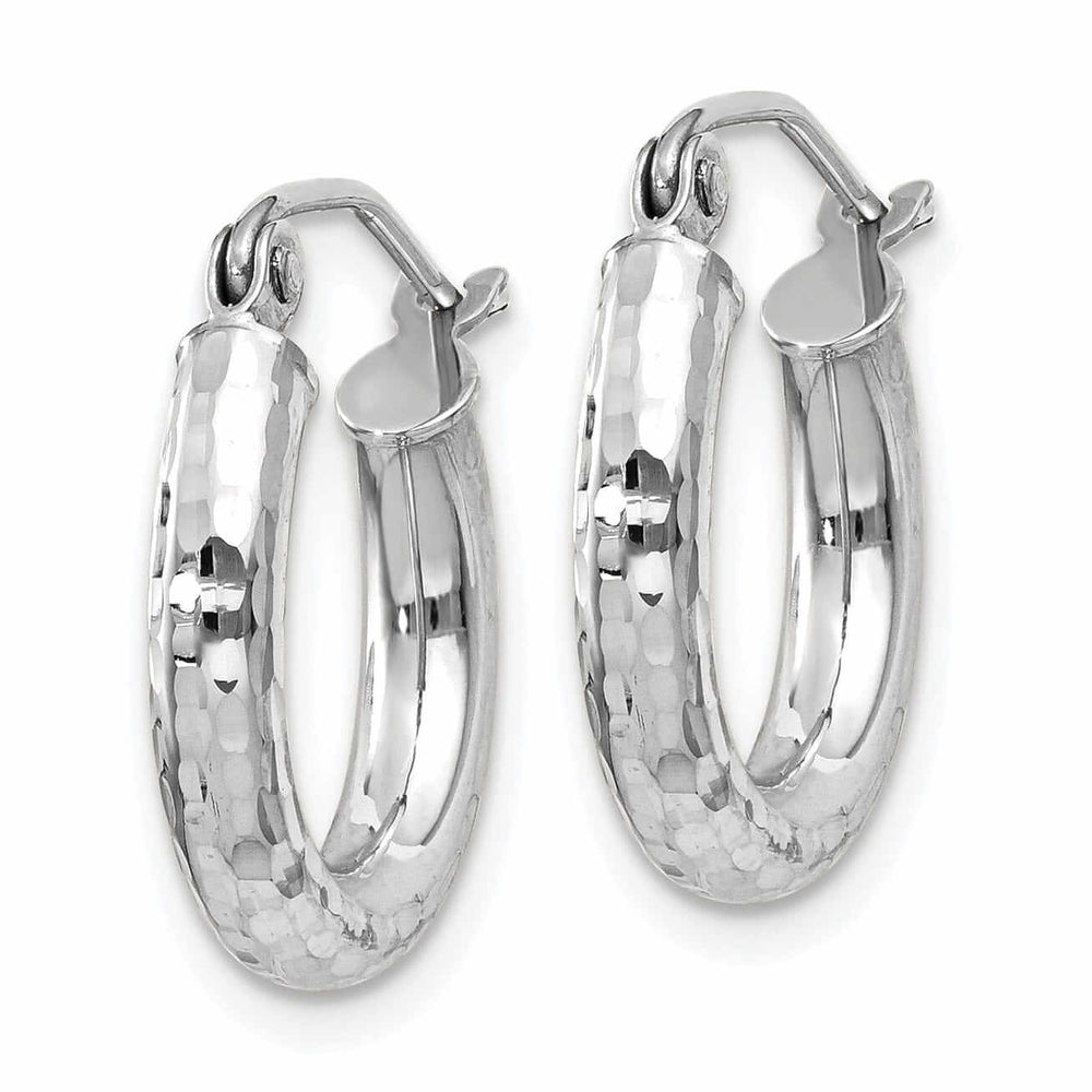 Lovely Rita's Earrings 10k White Gold D.C 3MM Polished Round Hoop Earring