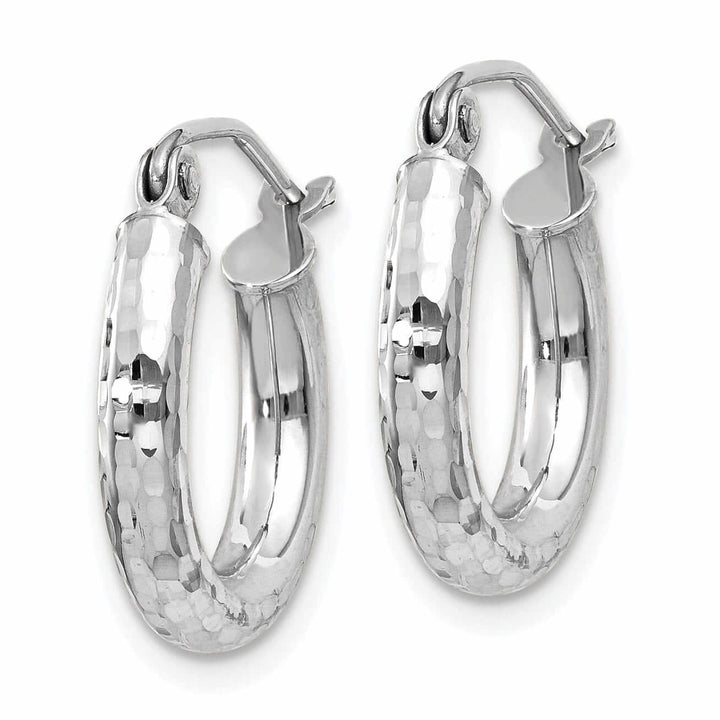 Lovely Rita's Earrings 10k White Gold D.C 3MM Polished Round Hoop Earring
