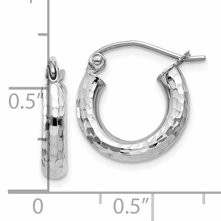 Lovely Rita's Earrings 10k White Gold D.C 3MM Polished Round Hoop Earring