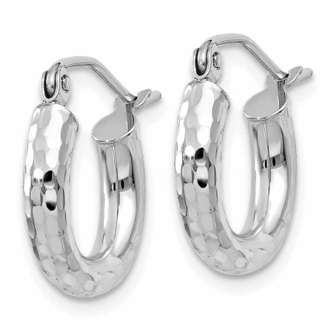 Lovely Rita's Earrings 10k White Gold D.C 3MM Polished Round Hoop Earring