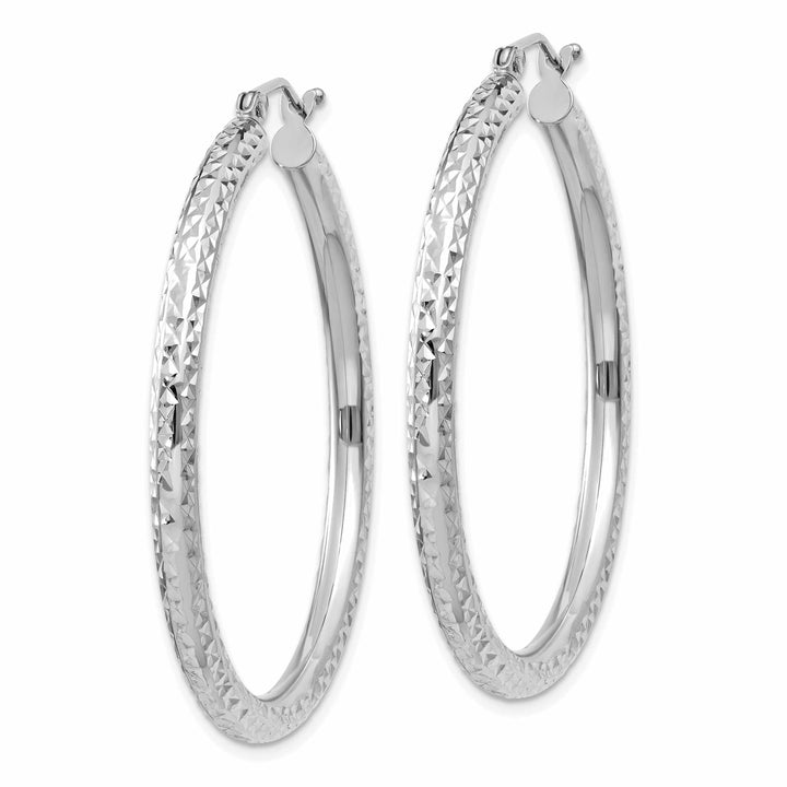 Lovely Rita's Earrings 10k White Gold D.C 3MM Polished Round Hoop Earring