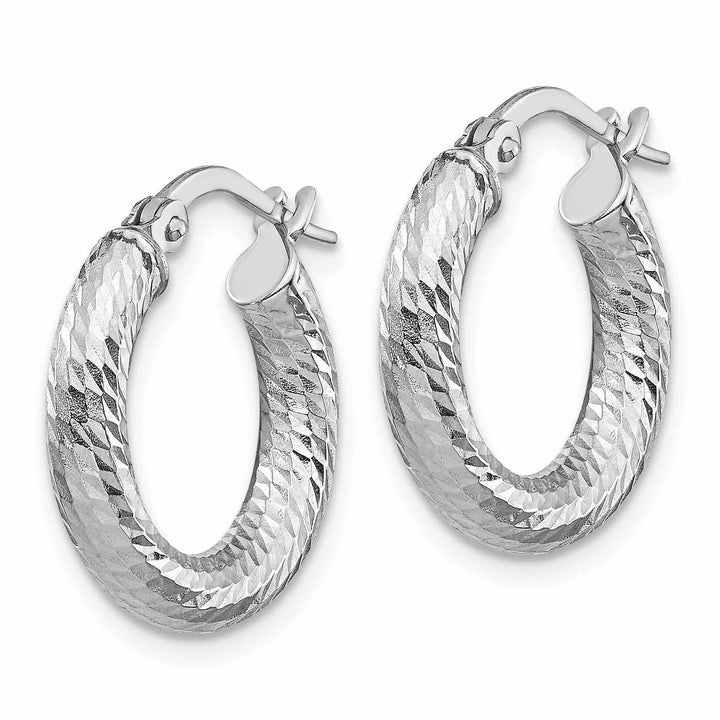 Lovely Rita's Earrings 10k White Gold Diamond Cut Round Hoop Earrings