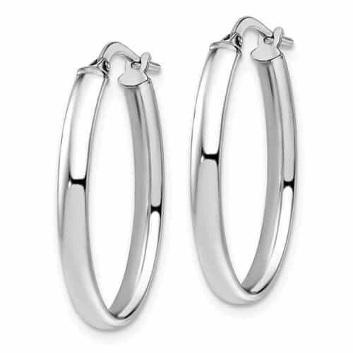Lovely Rita's Earrings 10k White Gold Oval Hoop Earrings