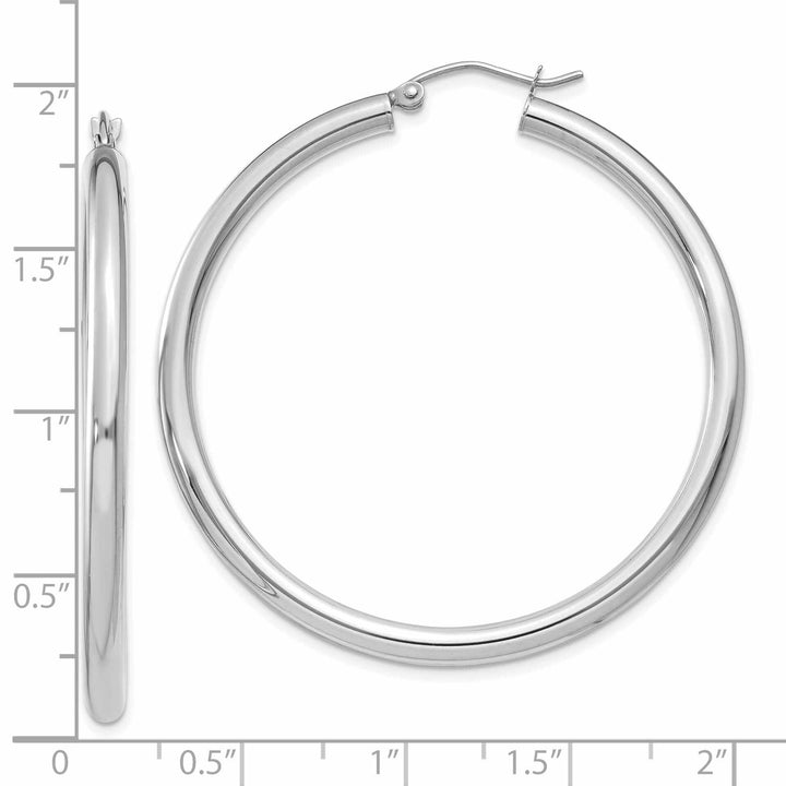 Lovely Rita's Earrings 10k White Gold Polish 3MM Wide Round Hoop Earrings