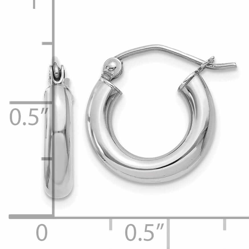 Lovely Rita's Earrings 10k White Gold Polish 3MM Wide Round Hoop Earrings