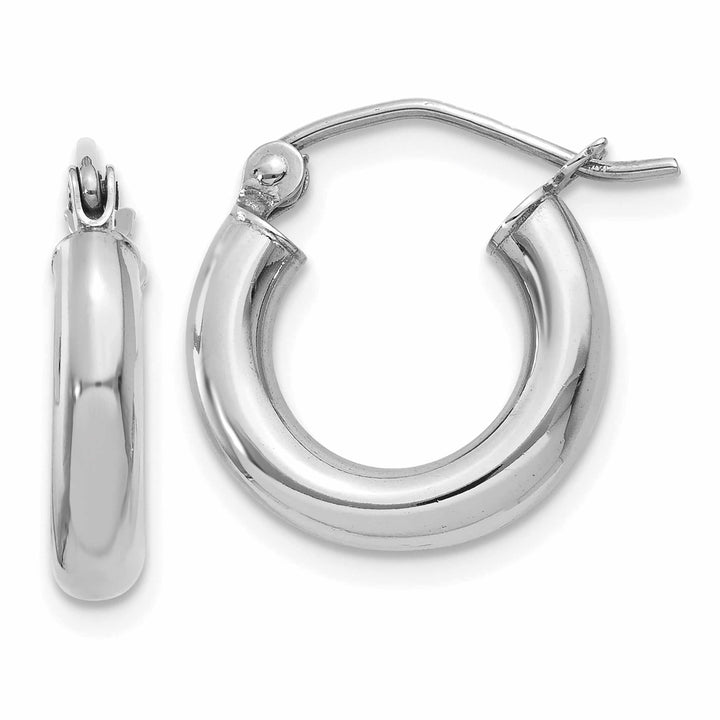 Lovely Rita's Earrings 10k White Gold Polish 3MM Wide Round Hoop Earrings