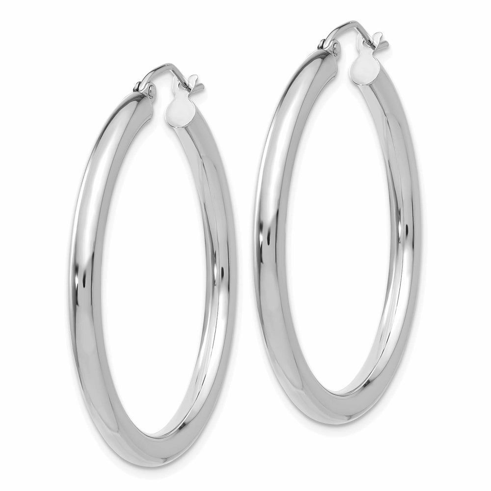 Lovely Rita's Earrings 10k White Gold Polish 3MM Wide Round Hoop Earrings
