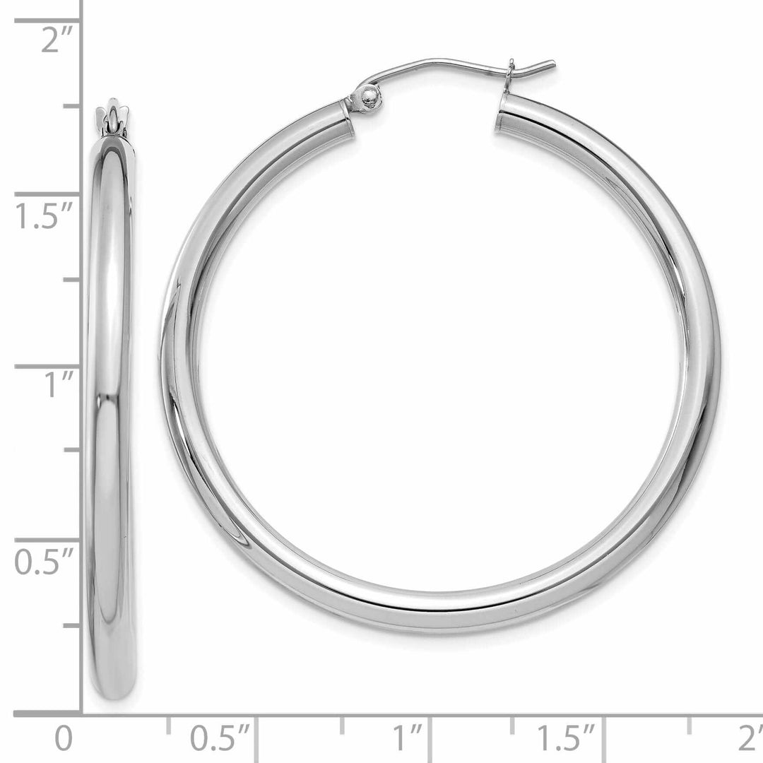 Lovely Rita's Earrings 10k White Gold Polish 3MM Wide Round Hoop Earrings