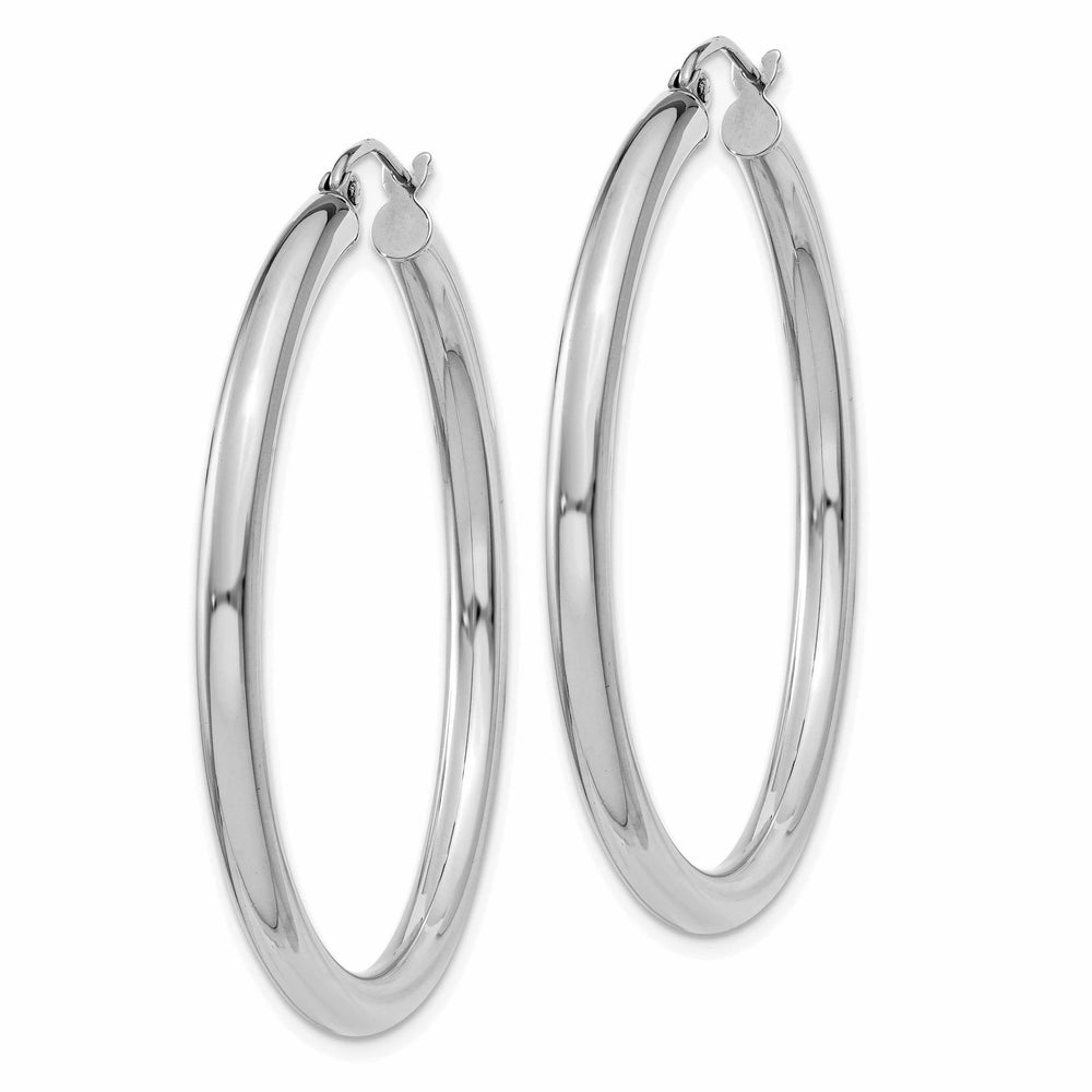 Lovely Rita's Earrings 10k White Gold Polish 3MM Wide Round Hoop Earrings