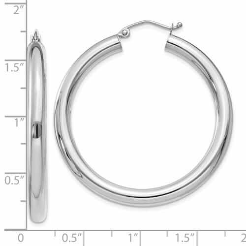Lovely Rita's Earrings 10k White Gold Polish 4MM x 40MM Tube Hoop Earring