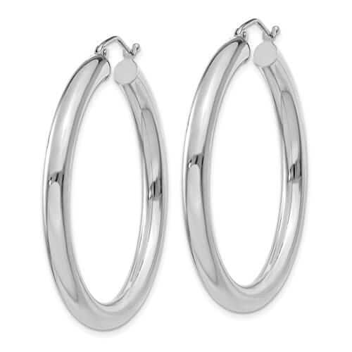 Lovely Rita's Earrings 10k White Gold Polish 4MM x 40MM Tube Hoop Earring
