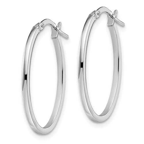 Lovely Rita's Earrings 10K White Gold Polish Oval Hoop Earring