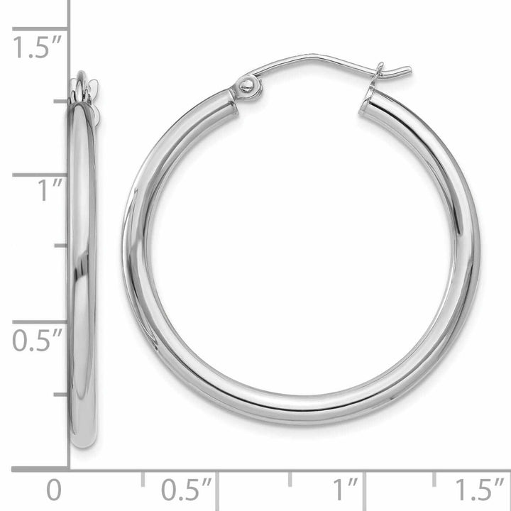 Lovely Rita's Earrings 10k White Gold Polished 2.5MM Round Hoop Earrings