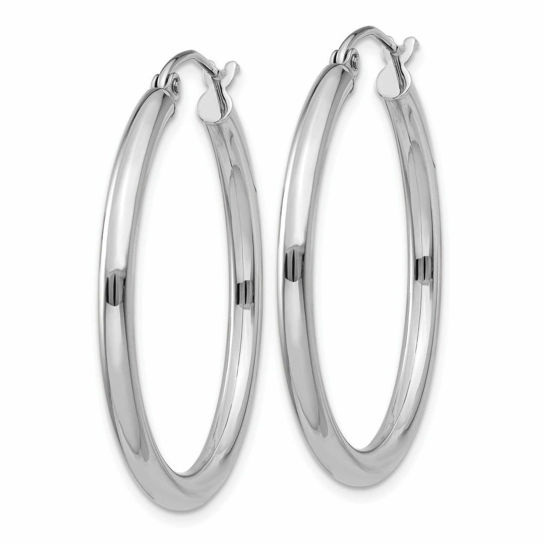 Lovely Rita's Earrings 10k White Gold Polished 2.5MM Round Hoop Earrings