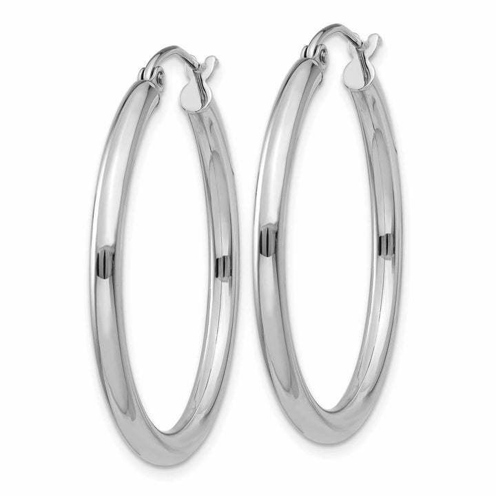 Lovely Rita's Earrings 10k White Gold Polished 2.5MM Round Hoop Earrings
