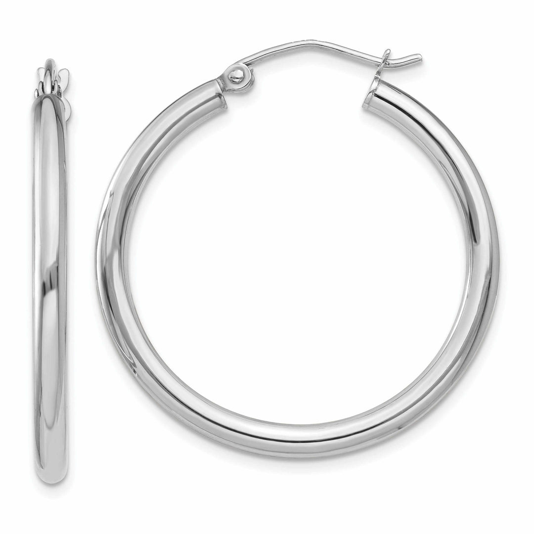 Lovely Rita's Earrings 10k White Gold Polished 2.5MM Round Hoop Earrings
