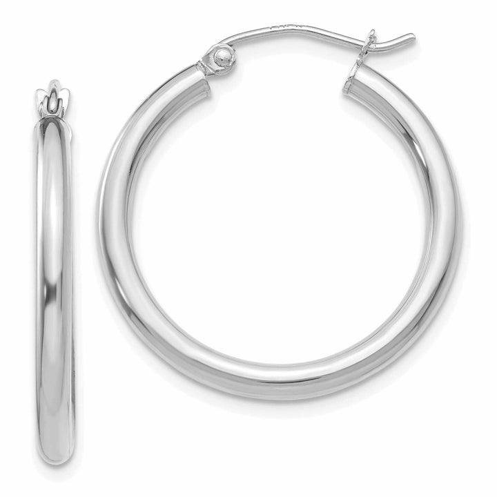 Lovely Rita's Earrings 10k White Gold Polished 2.5MM Round Hoop Earrings