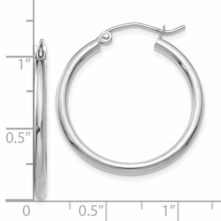 Lovely Rita's Earrings 10k White Gold Polished 2MM Classic Hoop Earrings
