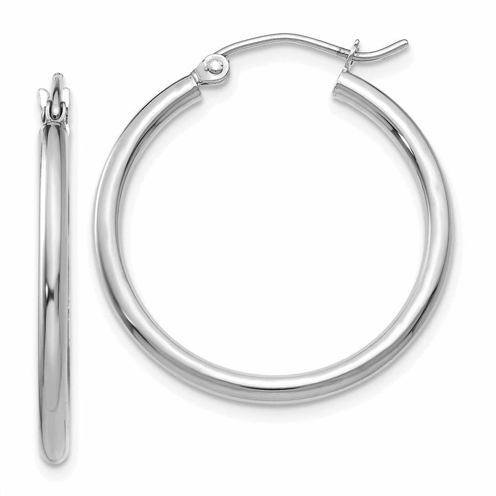 Lovely Rita's Earrings 10k White Gold Polished 2MM Classic Hoop Earrings