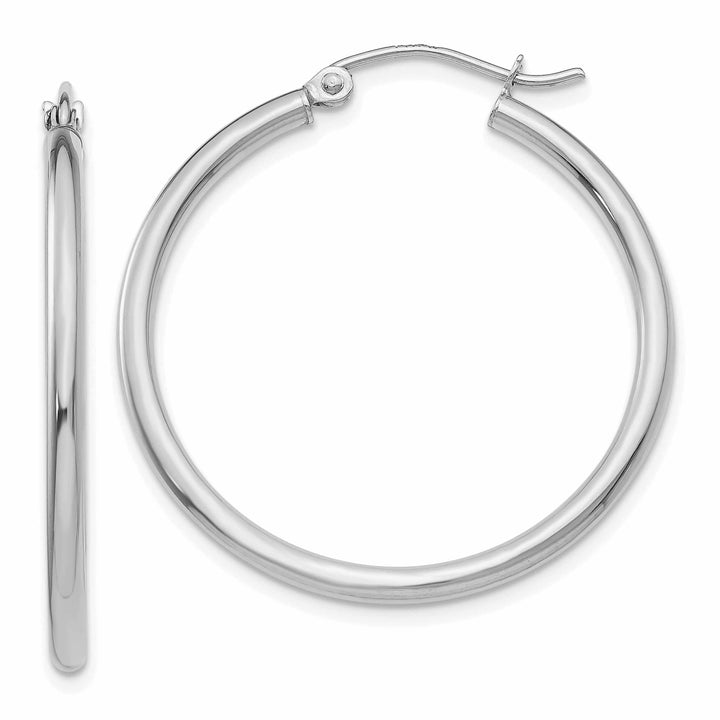 Lovely Rita's Earrings 10k White Gold Polished 2MM Classic Hoop Earrings