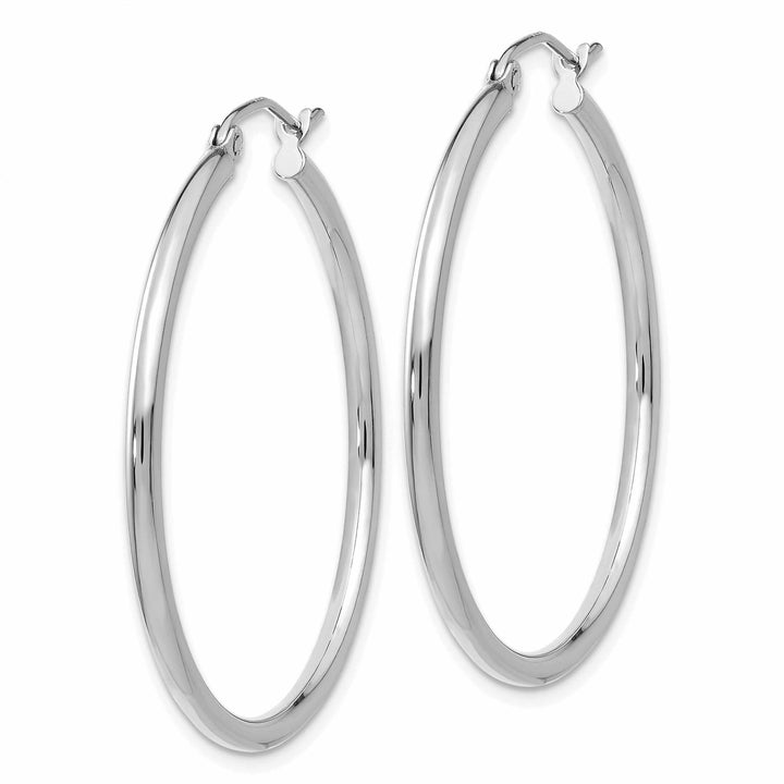 Lovely Rita's Earrings 10k White Gold Polished 2MM Classic Hoop Earrings