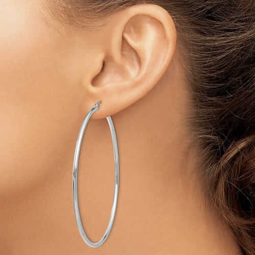 Lovely Rita's Earrings 10k White Gold Polished 2MM Round Classic Earrings