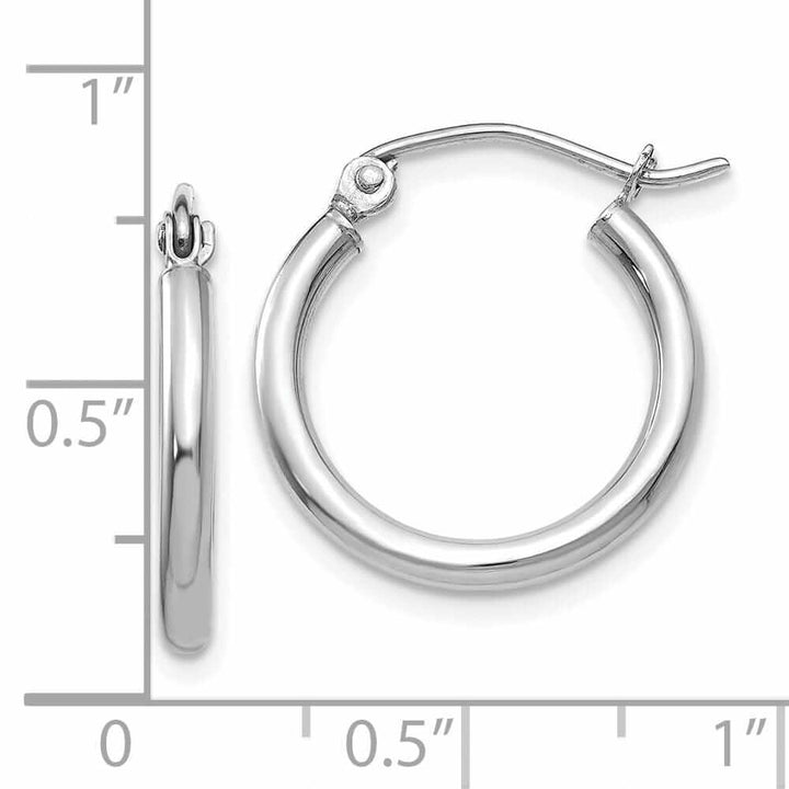 Lovely Rita's Earrings 10k White Gold Polished 2MM Round Hoop Earrings